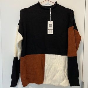 Brand new with tag. Oversized. Block color sweater. Brown/Black/White. Size S.